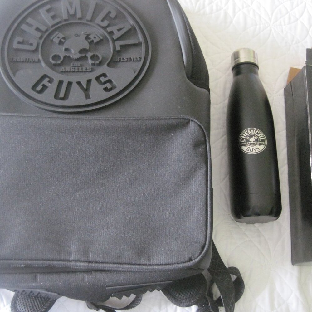 A new with tags Cool Chemical Guys Backpack with metal bottle incliuded..